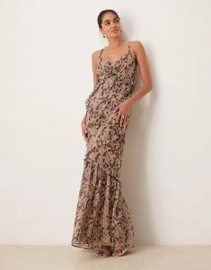 Длинное платье Anaya с леопардовым принтом и перекрещивающимися бретелями на спине в цвете Multi - MULTI