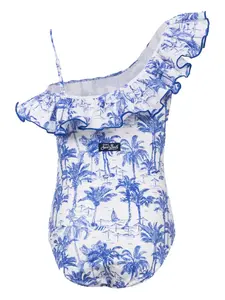 Купальник Carin с оборками и принтом Mc2 Saint Barth Kids, белый