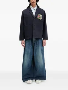 Пиджак-рубашка на пуговицах с цветочной вышивкой KENZO, синий