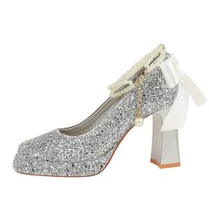 Женские туфли на высоком каблуке QITUMAUL, Silver[Heel Height 9Cm]