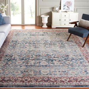 Ковер SAFAVIEH, 305 x 389 см,  Antique Patina Collection, Blue & Rust, дизайн с эффектом потертости, не линяет и прост в уходе, идеален для помещений с высокой проходимостью в гостиной, спальне, столовой (ANP640M-10)