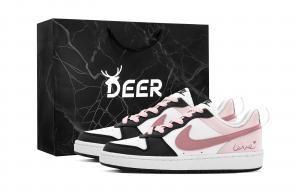 Nike Court Borough DEER Slip Resistant Abrasion Resistant низкие детские скейтбординг кроссовки Black Pink для подростков