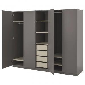 Гардероб PAX/FORSAND IKEA, 250x60x201 см, цвет dark grey grey-beige/dark grey