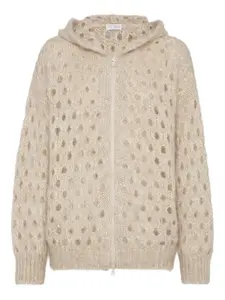 Кардиган с капюшоном Brunello Cucinelli, нейтральный