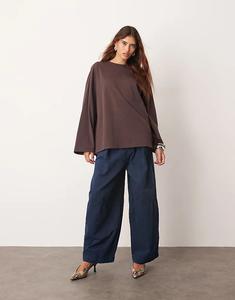 Брюки-бочонки ARRANGE Remi из твила в стиле casual темно-синего цвета