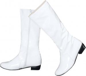 Женские лаковые сапоги BEAUPAS до колена на плоской подошве, низкий каблук, с круглым носком и молнией, White