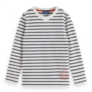 Лонгслив Scotch & Soda Denim Washed Striped Breton, белый