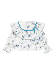 Топ с оборками и цветочным принтом Alapage, белый