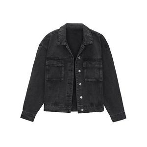 Женская оверсайз джинсовая куртка на пуговицах с карманами Inspire Chic, Black