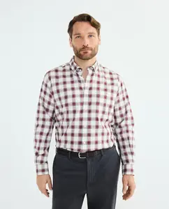 Большая спортивная рубашка из саржи светло-каки цвета с длинными рукавами Dustin