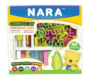 Набор кукурузной глины NARA, 12 цветов, формочки ABC, валик, 3 ножа
