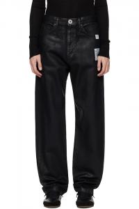 Maison Mihara Yasuhiro Джинсы с покрытием, черно-синего цвета спереди