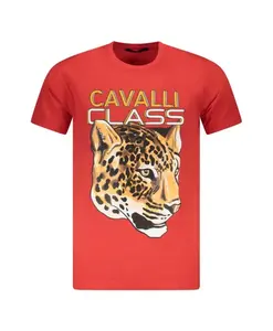 Футболка с леопардовым принтом Cavalli Class, красный