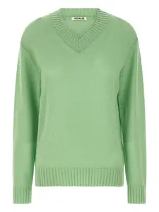 Свитер с V-образным вырезом Auralee, зеленый