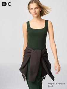 Бесшовный рифленый 3D-топ с квадратным вырезом Uniqlo, 59 dark green