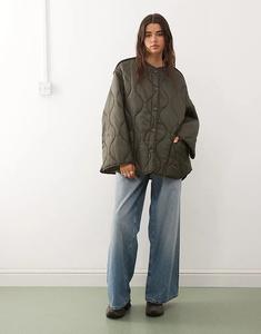Стеганая куртка цвета хаки Weekday
