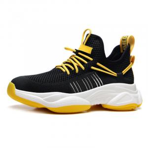 SENJIALUO Скользоустойчивые износостойкие дышащие легкие мужские низкие кеды повседневные черно-желтые, цвет Black Yellow