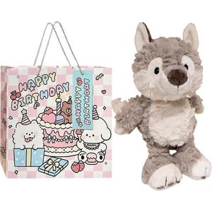 Плюшевая кукла милый щенок, обезьянка и волк высота 25cm/35cm/50cm Whoops, Winnie The Wolf+Birthday Shopping Bag