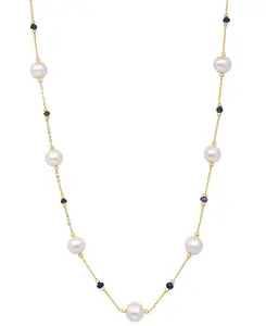 Ожерелье-Воротник Effy длиной 18 дюймов из 14-каратного золота с культивированным пресноводным жемчугом (8 мм) и сапфиром (2-1/10 карата) Effy Collection, gold