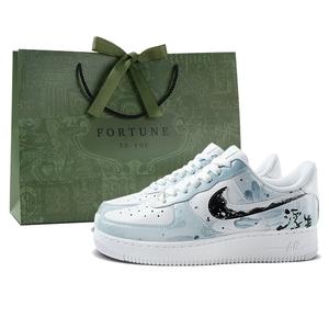 Nike Кроссовки Air Force 1 Low Top для скейтбординга, мужские, белые, синие
