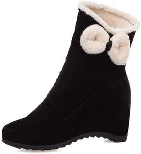 Женские ботинки Bubumei из нубуковой кожи с повышающей подошвой, выше щиколотки, Black