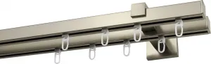 Карниз для штор GARESA "Нора", 2 направляющие, желаемая длина, комплект для штор, легко крепится на стену, выдвижной, колпачок 340 см, цвет edelstahlfarben