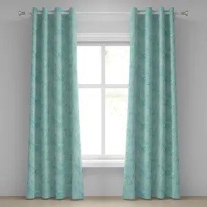 Штора на люверсах ABAKUHAUS в морском стиле, рисунок Оттенки морских волн со светлыми цветовыми пятнами, абстрактный фон, декоративные двухпанельные шторы, 280 см x 245 см, бирюзовый цвет Abakuhaus