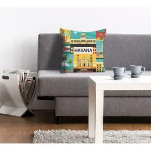 Декоративная подушка queence Jannik с надписью Havana и мотивами, наволочка без наполнителя, 1 штука Queence, Bunt + bedruckt