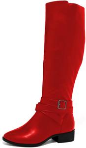 Женские ботинки YDN с круглым носком до колена, с широким голенищем, низкий квадратный каблук, повседневные осенние и зимние ботинки, размер 4-15 US, Red