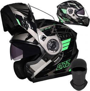 Шлем мотоциклетный Labzaa, черный / зеленый