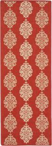 Ковер SAFAVIEH, 69 x 366 см, Washable Rug Outdoor Courtyard Collection - ковер-дорожка, красный и натуральный, без линьки и легкий в уходе, идеально для патио, прихожей, гардеробной, коридора, кухни (CY2720-3707)