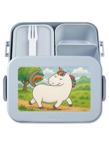 Mr. & Mrs. Panda Ланчбокс Bento с изображением единорога, расхаживающего по полю, без буквы S    пастельно-голубого цвета