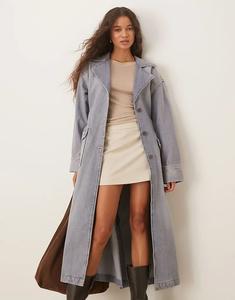 Джинсовый тренчкот Wrangler светло-голубого цвета с эффектом кислотной стирки