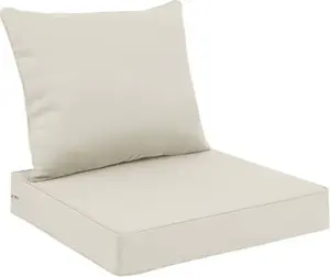 Комплект уличных подушек для плетеных/ротанговых стульев, подушки спинки и сиденья для садовой мебели, водонепроницаемые и нелиняющие подушки для сидений стульев, комплект из 2 шт. (1 подушка сиденья 56*56*10 см + 1 спинка 47x56 см), бежевый