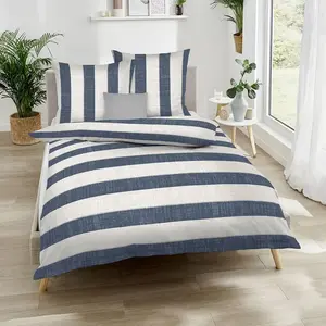 Постельное белье Dream Sleep Mako-Satin College 135x200 см + 80x80 см, темно-синий Traumschlaf