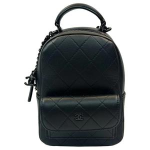 CHANEL Миниатюрный унисекс рюкзак из телячьей кожи черный