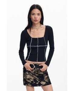 Женская футболка с ребристым швом Desigual, Black