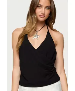 Женский топ Carmel с V-образным вырезом и халтером Edikted, черный