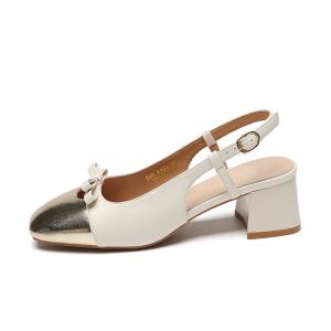 ZHR Туфли на высоком каблуке женские бежево-золотистые