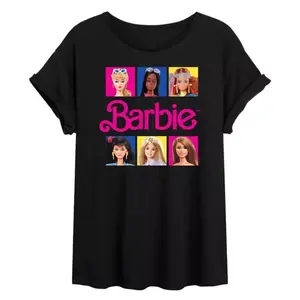 Футболка оверсайз с портретами кукол для подростков Barbie, черный