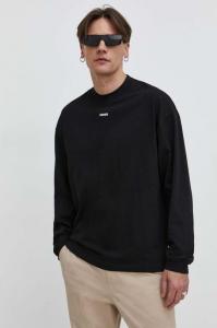 Хлопковая рубашка с длинными рукавами Hugo, черный