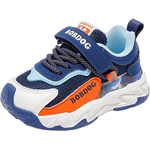 Износостойкие низкие детские кроссовки для младенцев и малышей BOBDOG, темно-синий/синий/оранжевый