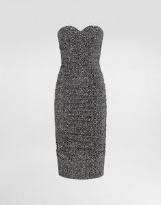 Платье из шелка хаботай с принтом «елочка» Dolce & Gabbana, мультиколор