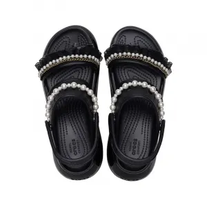 Сандалии (WMNS) Crocs Mega Crush Pearl Ruffle Sandal 'Black', черный