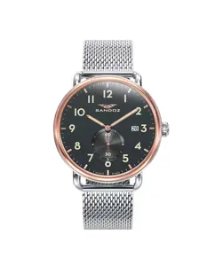 Антикварные мужские часы с тремя стальными стрелками розового цвета и миланской сеткой Sandoz, серебряный