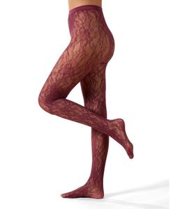 Женские модные сетчатые колготки "Цветущий цветочный узор" MeMoi, Burgundy