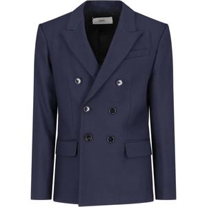 Ами Пари Двубортный Длинный Рукав Блейзер AMIPARIS, Синий