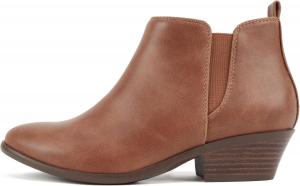 Ботильоны для женщин Soda «CHARMER» с остроконечным носком, эластичными вставками, низким каблуком и застежкой-молнией, Cognac Pu