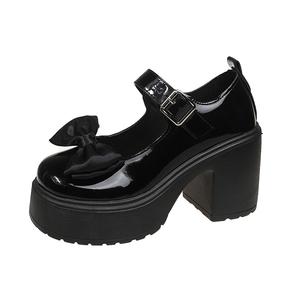 Туфли Мэри Джейн на массивном каблуке для женщин Alxnan, Gloss Black