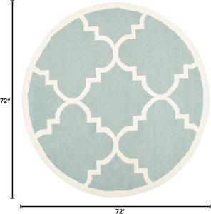 Ковер SAFAVIEH, 183 x 183 см, Dhurries Collection, Light Blue & Ivory, ручное плоское плетение из шерсти, идеален для помещений с высокой проходимостью в гостиной, спальне (DHU633C)